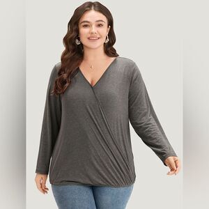Bloomchic Gathered Wrap Top Grey